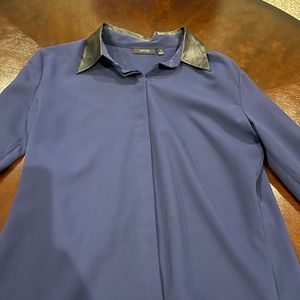 Dark blue/leather blouse, in good condition!